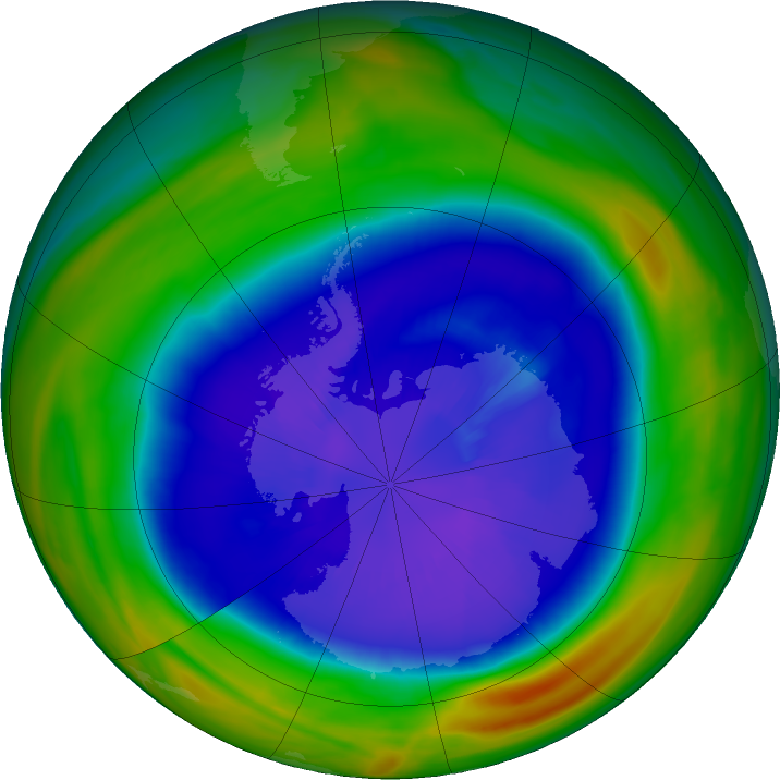Antarctic ozone map for 14 September 2023